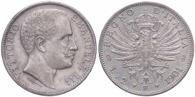 SAVOIA - Vittorio Emanuele III (1900-1943) - 2 Lire 1901 Aquila Pag. 725; Mont. 140 RR AG Segnetto al D/
 Segnetto al D/
SPL/qFDC