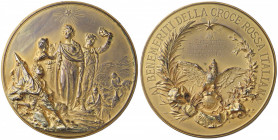 MEDAGLIE - SAVOIA - Vittorio Emanuele III (1900-1943) - Medaglia Ai benemeriti della croce rossa AE dorato Ø 66 In scatola
 In scatola
SPL
