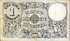 CARTAMONETA - LOMBARDO-VENETO - Moneta del Comune di Venezia - Lira 01/12/1848 Gav. 54 R
BB