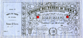 CARTAMONETA - TOSCANA - Monte dei Paschi di Siena Buoni di Cassa (1866) - 10 Lire 186(6) Gav. 125 RR Alberti/Fralicelli
 Alberti/Fralicelli - 
SPL-F...