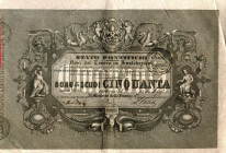 CARTAMONETA - STATO PONTIFICIO - Boni del Tesoro (1848) 50 Scudi serie P-Q-R 24/02/1849 Gav. 149 RRRR Repubblica Romana Qualche forellino da spillo - ...