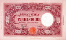 CARTAMONETA - BANCA d'ITALIA - Vittorio Emanuele III (1900-1943) - 500 Lire - Barbetti (testina) 23/08/1943 - B.I. Alfa 464; Lireuro 33A R Azzolini/Ur...