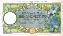 CARTAMONETA - COLONIE ED OCCUPAZIONI DI TERRITORI ITALIANI - Africa Orientale Italiana Banca d'Italia - 500 Lire 14/01/1939 Gav. 90 RRRR Azzolini/Urbi...