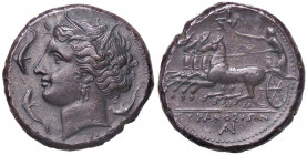 GRECHE - SICILIA - Siracusa - Agatocle (317-289 a.C.) - Tetradracma S. Ans. 632/5; S. Cop. 753/4 var. (AG g. 17,79) Patina intensa
 Patina intensa
B...