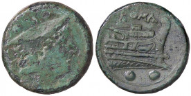 ROMANE REPUBBLICANE - ANONIME - Monete semilibrali (217-215 a.C.) - Sestante Cr. 38/5 (AE g. 23,3)
qBB/BB