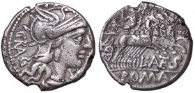 ROMANE REPUBBLICANE - ANTESTIA - L. Antestius Gragulus (136 a.C.) - Denario B. 9; Cr. 238/1 (AG g. 3,81) Porosità
 Porosità
BB