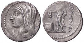 ROMANE REPUBBLICANE - CASSIA - L. Cassius Longinus (63 a.C.) - Denario B. 10; Cr. 413/1 (AG g. 3,9) Contromarca al D/
 Contromarca al D/
BB+/BB