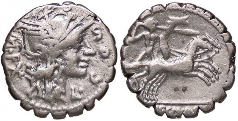 ROMANE REPUBBLICANE - COSCONIA - L. Cosconius M. f. (118 a.C.) - Denario serrato...