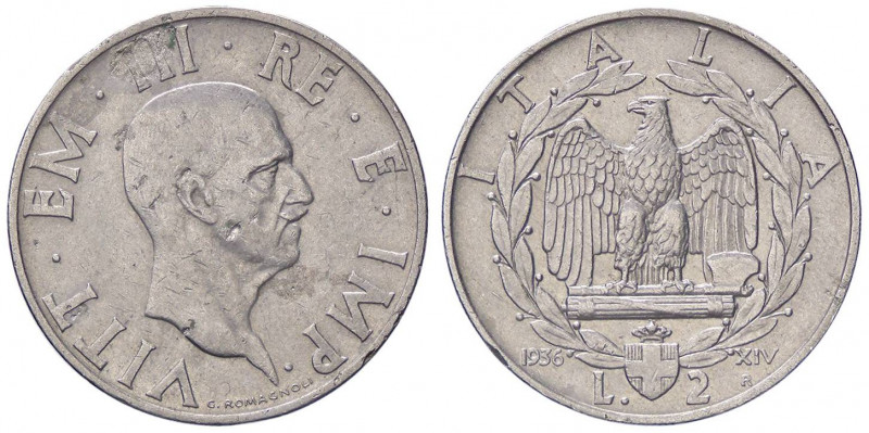 SAVOIA - Vittorio Emanuele III (1900-1943) - 2 Lire 1936 XIV Impero Pag. 754; Mo...