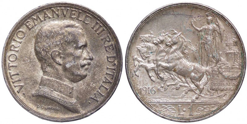 SAVOIA - Vittorio Emanuele III (1900-1943) - Lira 1916 Quadriga briosa Pag. 774;...