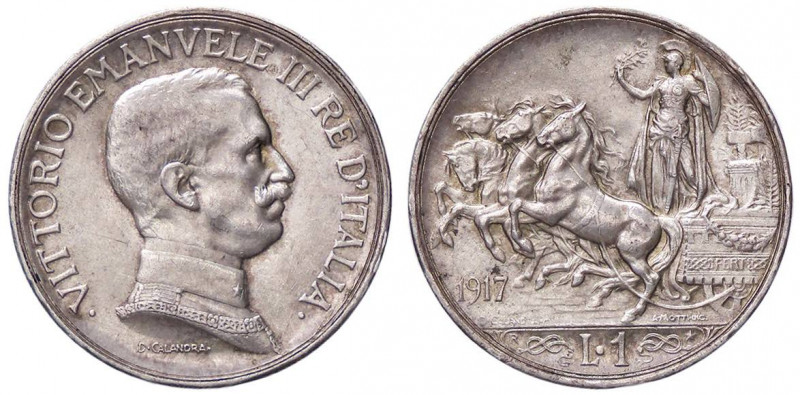 SAVOIA - Vittorio Emanuele III (1900-1943) - Lira 1917 Quadriga briosa Pag. 775;...