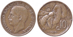 SAVOIA - Vittorio Emanuele III (1900-1943) - 10 Centesimi 1919 Ape Pag. 864; Mont. 328 RR CU
qBB