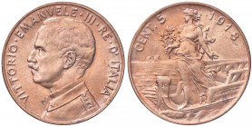 SAVOIA - Vittorio Emanuele III (1900-1943) - 5 Centesimi 1918 Prora Pag. 897; Mont. 366 CU Macchiolina al R/ - Rame rosso
 Macchiolina al R/ - Rame r...