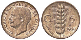 SAVOIA - Vittorio Emanuele III (1900-1943) - 5 Centesimi 1920 Spiga Pag. 899; Mont. 369 CU
FDC
