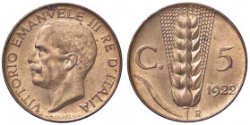 SAVOIA - Vittorio Emanuele III (1900-1943) - 5 Centesimi 1922 Spiga Pag. 901; Mont. 371 CU
FDC