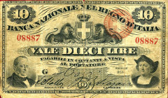 CARTAMONETA - SARDO-PIEMONTESE - Banca Nazionale nel Regno d'Italia - 10 Lire 28/09/1870 Gav. 159 R Stallo/Bozzi/Nazari
 Stallo/Bozzi/Nazari - 
megl...