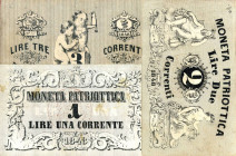 CARTAMONETA - LOMBARDO-VENETO - Moneta Patriottica di Venezia 1848 Unifaccia Lotto di 3 biglietti
 Unifaccia - Lotto di 3 biglietti
BB÷SPL