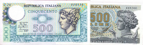 CARTAMONETA - BIGLIETTI DI STATO - Repubblica Italiana (monetazione in lire) (1946-2001) - 500 Lire - Aretusa 20/06/1966 Alfa 550; Lireuro 25A Stammat...