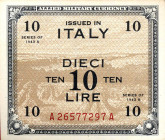 CARTAMONETA - COLONIE ED OCCUPAZIONI DI TERRITORI ITALIANI - Allied Military Currency - AM Lire (1943-1945) - 10 Lire 1943-45 Italiano Inglese Gav. 26...