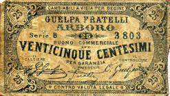 CARTAMONETA - MONETAZIONE D'EMERGENZA - Biglietti Fiduciari Arboro (VC) Gav. 75 RRR Fratelli Guelpa - 25 centesimi
 Fratelli Guelpa - 25 centesimi -...