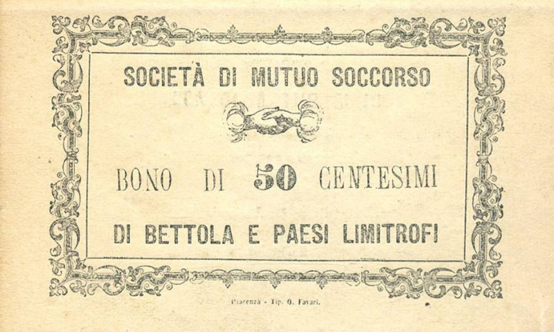 CARTAMONETA - MONETAZIONE D'EMERGENZA - Biglietti Fiduciari Bettola e paesi limi...