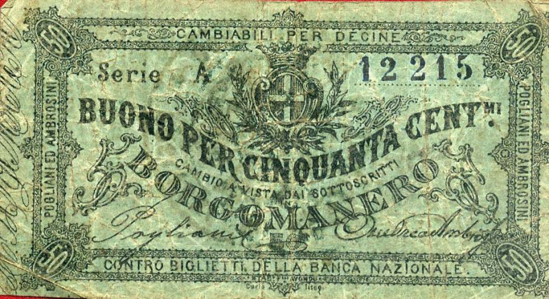 CARTAMONETA - MONETAZIONE D'EMERGENZA - Biglietti Fiduciari Borgomanero (NO) Gav...