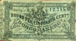 CARTAMONETA - MONETAZIONE D'EMERGENZA - Biglietti Fiduciari Borgomanero (NO) Gav. 148 RRR Pogliani ed Ambrosini - Lira e 50 centesimi
 Pogliani ed Am...