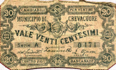 CARTAMONETA - MONETAZIONE D'EMERGENZA - Biglietti Fiduciari Crevacuore (BI) Gav. 341 RR Commercio - 20 centesimi
 Commercio - 20 centesimi -
meglio ...