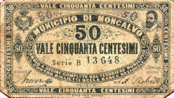 CARTAMONETA - MONETAZIONE D'EMERGENZA - Biglietti Fiduciari Moncalvo (AT) Gav. 581 RRR Municipio - 50 centesimi
 Municipio - 50 centesimi -
meglio d...