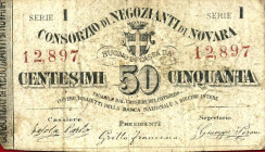 CARTAMONETA - MONETAZIONE D'EMERGENZA - Biglietti Fiduciari Novara Gav. 627 RRR Consorzio di Negozianti - 50 centesimi
 Consorzio di Negozianti - 50 ...
