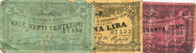 CARTAMONETA - MONETAZIONE D'EMERGENZA - Biglietti Fiduciari Serravalle Sesia Gav. 899 RR Società degli Operai - Lira, 50 e 20 centesimi Lotto di 3 big...