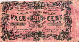 CARTAMONETA - MONETAZIONE D'EMERGENZA - Biglietti Fiduciari Veglio Biellese (BI) Gav. 1002 RR Comune - 20 centesimi
 Comune - 20 centesimi -
meglio ...