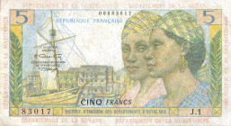 CARTAMONETA ESTERA - ANTILLE FRANCESI - Quinta Repubblica (1959) - 5 Franchi (1964) Pick 7 NC Restauri
 Restauri
meglio di MB