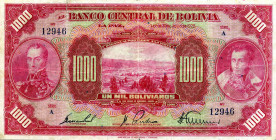 CARTAMONETA ESTERA - BOLIVIA - Repubblica (1825) - 1.000 Bolivianos 1928 Pick 127
meglio di MB
