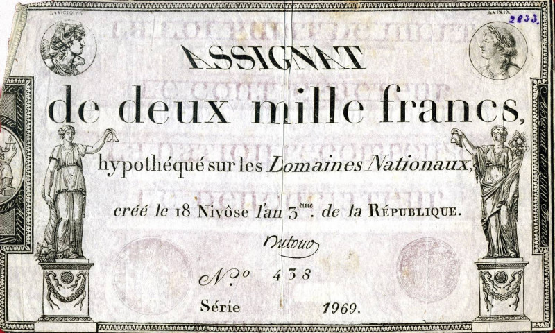CARTAMONETA ESTERA - FRANCIA - Costituzione (1791-1795) - 2.000 Franchi 07/01/17...