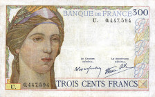 CARTAMONETA ESTERA - FRANCIA - Terza Repubblica (1870-1940) - 300 Franchi 1938 Kr. 87 NC Restauri marginali
 Restauri marginali
meglio di MB