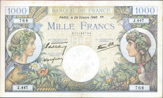 CARTAMONETA ESTERA - FRANCIA - Governo di Vichy (1940-1944) - 1.000 Franchi 24/10/1940 Restauro in alto
 Restauro in alto
meglio di MB