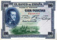 CARTAMONETA ESTERA - SPAGNA - Alfonso XIII (1886-1931) - 100 Pesetas 01/07/1925 Pick 69 Pieghe
 Pieghe
BB-SPL