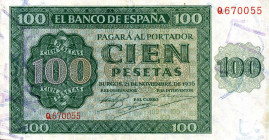 CARTAMONETA ESTERA - SPAGNA - Seconda repubblica spagnola (1931-1939) - 100 Pesetas 21/11/1936 Pick 101
BB-SPL