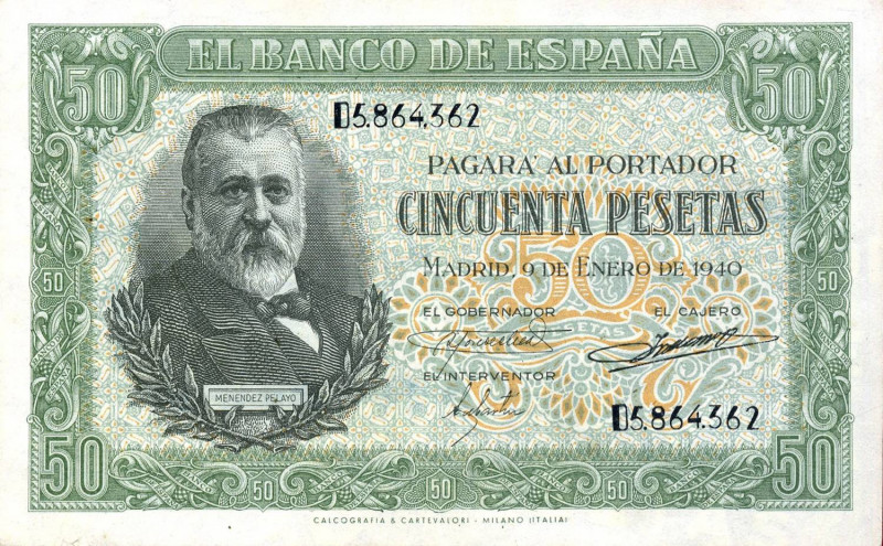 CARTAMONETA ESTERA - SPAGNA - Francesco Franco Caudillo (1939-1975) - 50 Pesetas...