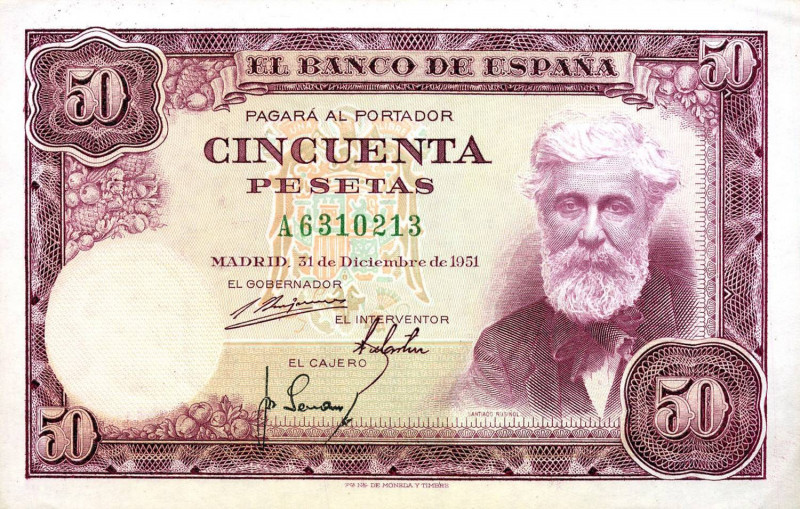 CARTAMONETA ESTERA - SPAGNA - Francesco Franco Caudillo (1939-1975) - 50 Pesetas...