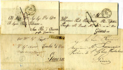 LOTTI - PREFILATELICHE 5 lettere manoscritte (3 allo stesso destinatario) con destinazione Genova dal 1849 al 1853
Buono