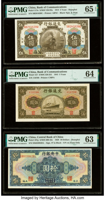 China Bank of Communications 5 (2) Yuan; 10 Dollars 1.10.1914; 1941; 1928 Pick 1...