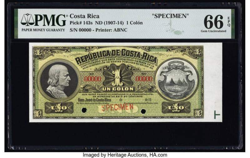 Costa Rica Republica de Costa Rica 1 Colon ND (1910-14) Pick 143s Specimen PMG G...