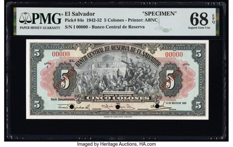 El Salvador Banco Central de Reserva de El Salvador 5 Colones 14.5.1952 Pick 84s...