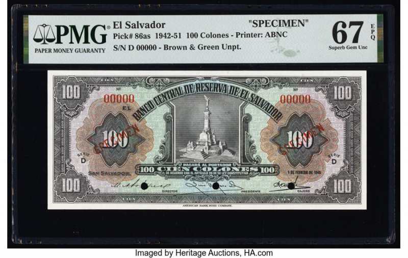 El Salvador Banco Central de Reserva de El Salvador 100 Colones 1.2.1949 Pick 86...