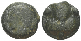 Sizilien. Selinous.

 Bronze (Trionkion). Ca. 450 - 440 v. Chr.
Vs: Kopf eines Flussgottes mit Hörnern links.
Rs: Sellerieblatt; außen drei Wertpu...