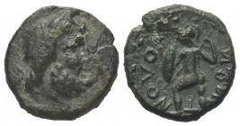 Sizilien. Solous.

 Bronze. 2. - 1. Jhdt. v. Chr.
Vs: Kopf des Poseidon mit Lorbeerkranz und Dreizack über der Schulter rechts.
Rs: Krieger mit Sp...