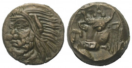 Taurischer Chersones. Pantikapaion.

 Bronze. Ca. 325 - 310 v. Chr.
Vs: Kopf eines bärtigen Satyrn links.
Rs: Kopf eines Stieres links.

17 mm. ...
