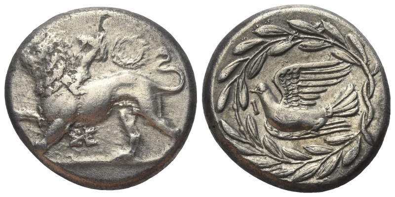 Sikyonien. Sikyon.

 Stater (Silber). Ca. 335 - 330 v. Chr.
Vs: Chimaira mit ...